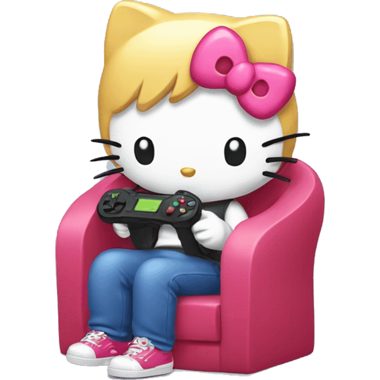 Hello kitty playing video games emoji