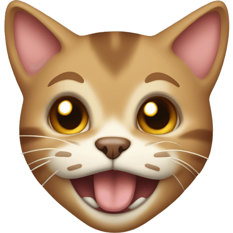 brown and beige cat tongue out emoji