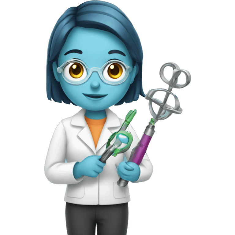 Girl with a scientist tool in hand emoji