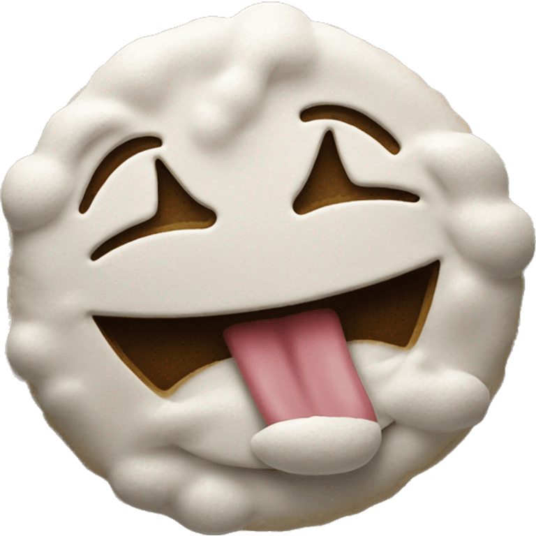 smiley face realistic emoji spreading moeny with tongue out with flour emoji