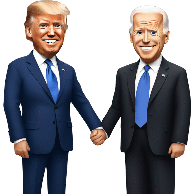 Biden and trump with giant eyes holding hands emoji