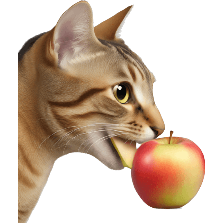 Cat eating apple emoji