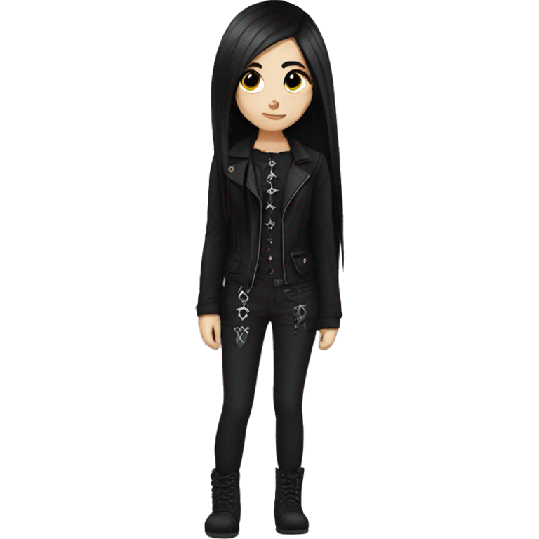 Goth girl emoji long black hair emoji