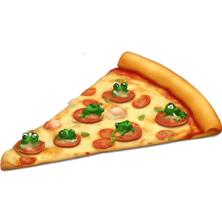 Pizza with frogs and ducks on top emoji