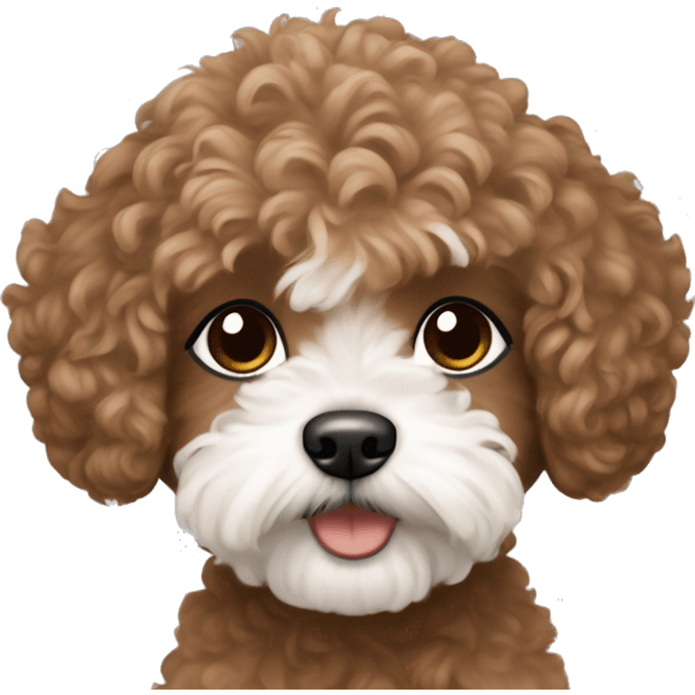 Me (brown hair and eyes) with maltipoo emoji