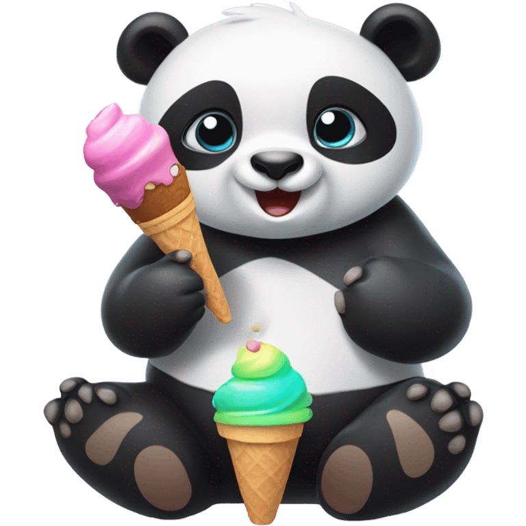 Panda eating ice cream emoji