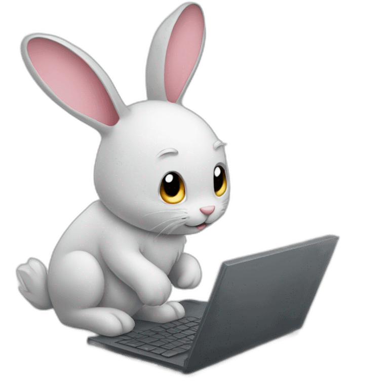 Bunny using a computer emoji