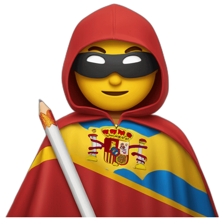 superhero pencil wearing a spain flag as a cape emoji