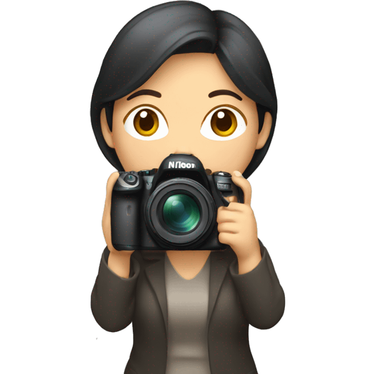 asian woman holding a nikkon camera emoji