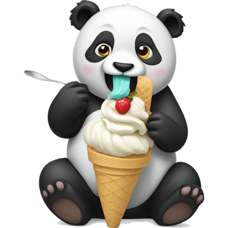 Panda eating ice cream emoji