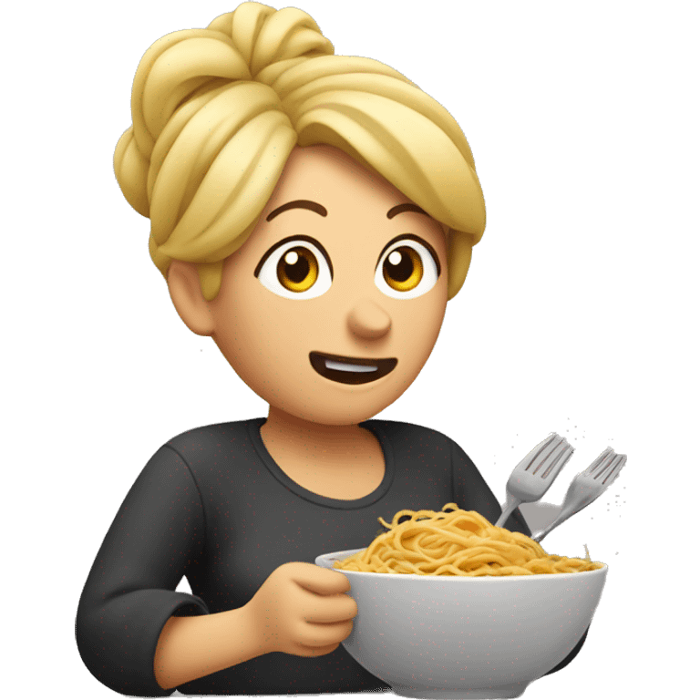 Mom eating spaghetti  emoji