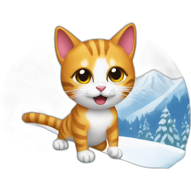 Cat snowboard emoji