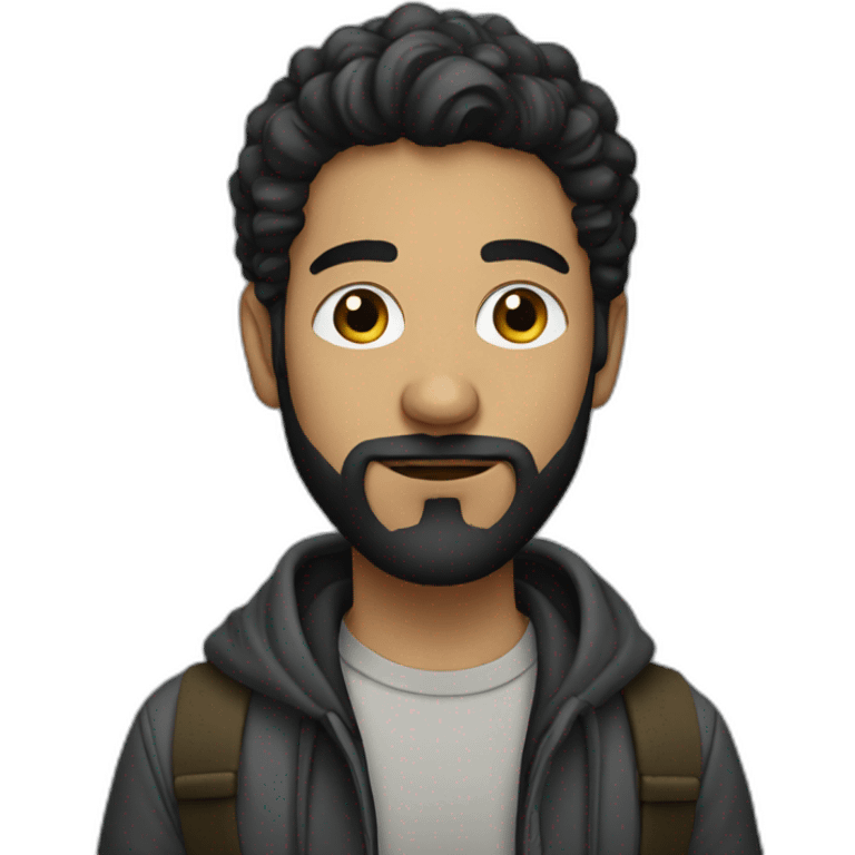 young white artist with black beard with baggy clothes emoji