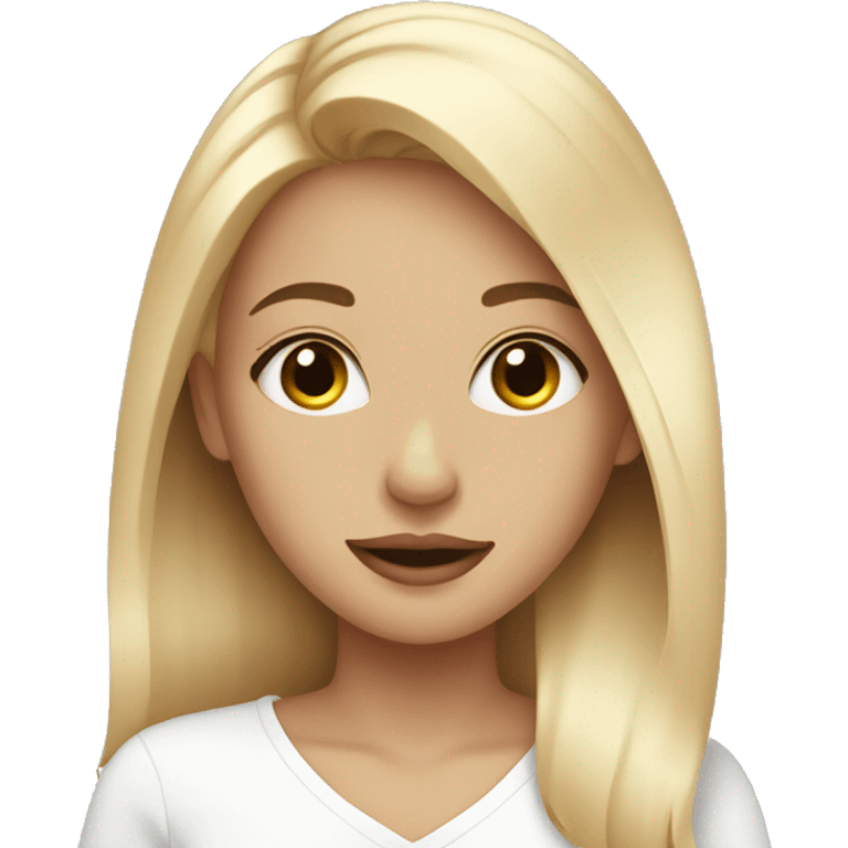 girl with straight blonde hair doing skincare emoji