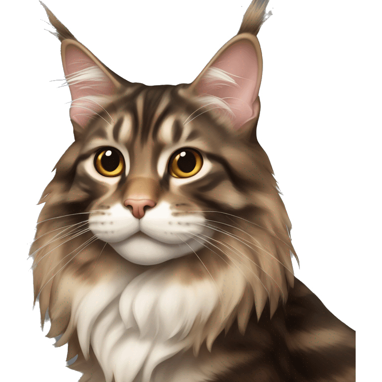 Cat Maine coon dark brown and light brown stripes eating meat emoji