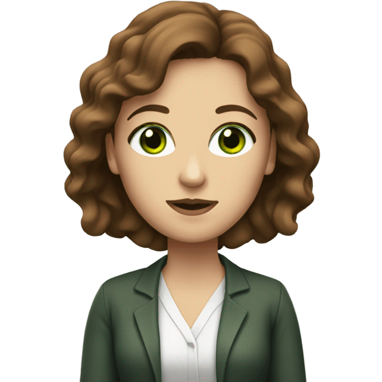 white female psychologist with brown hair and green eyes emoji