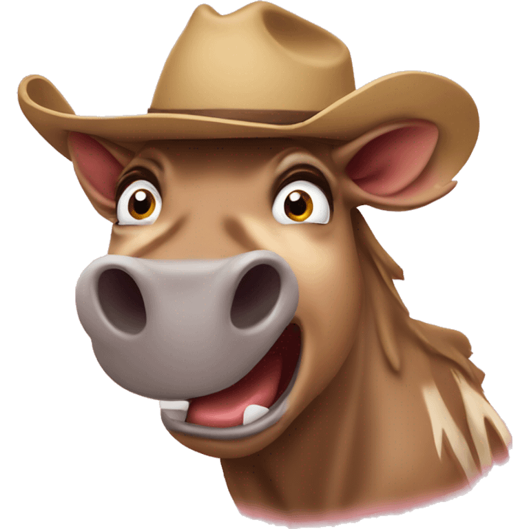 Shocked warthog with cowboy hat emoji