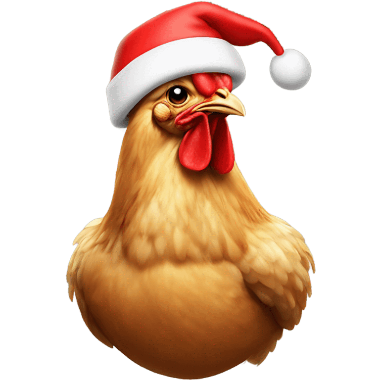 chicken with santa hat emoji