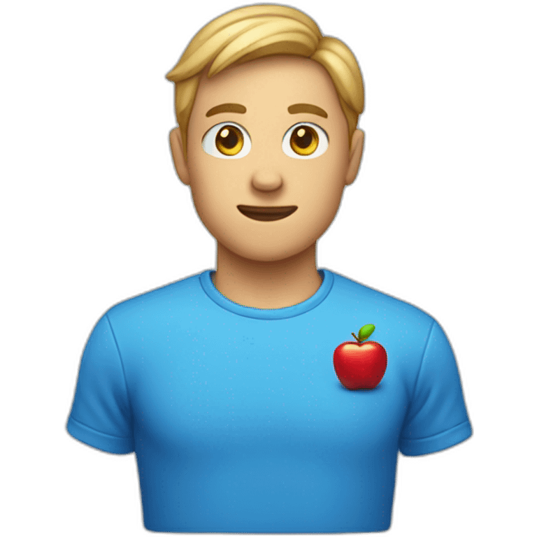 blue shirt with an apple on it emoji