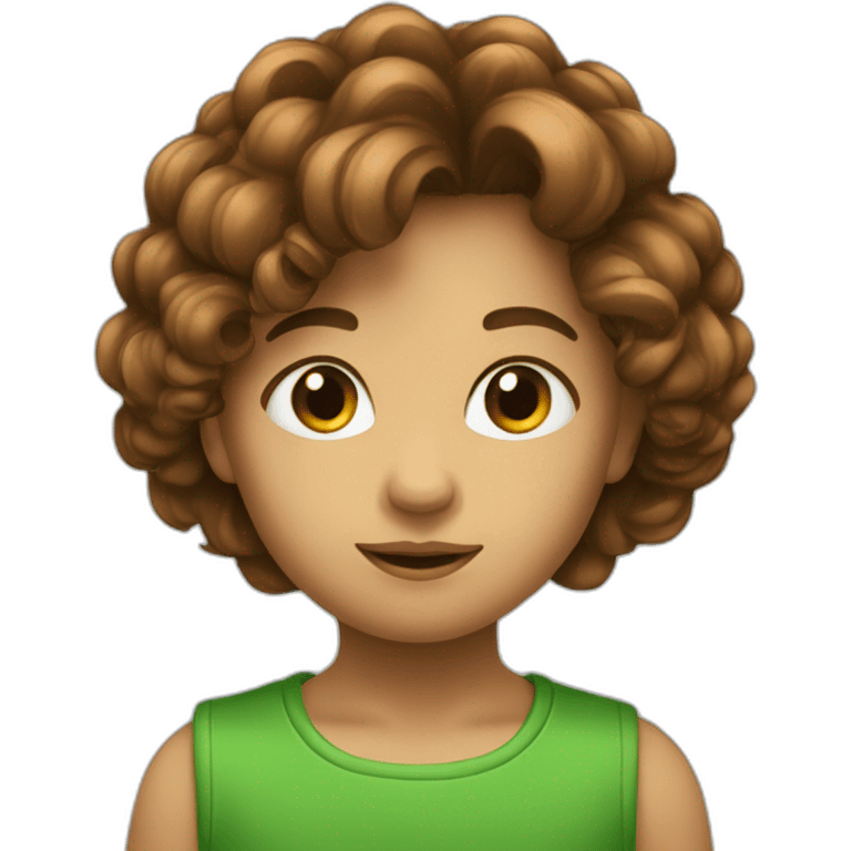 Enfant cheveux marron et œil vert emoji