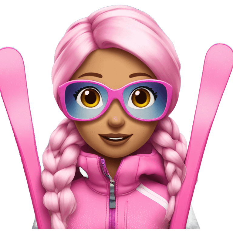 Pink haired barbie on skis emoji