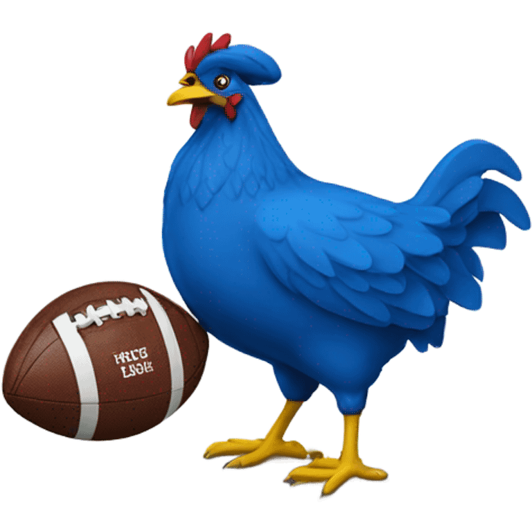 Blue hen with football  emoji