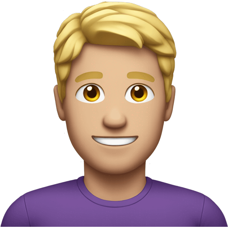 white man flexing with purple shirt on emoji