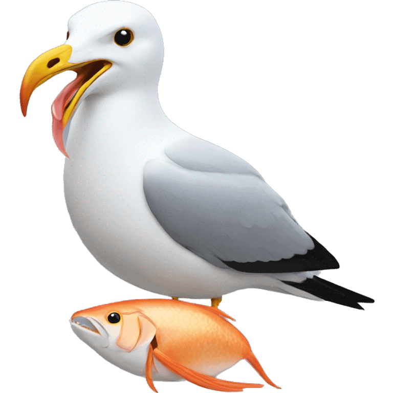 Seagull eating fish emoji