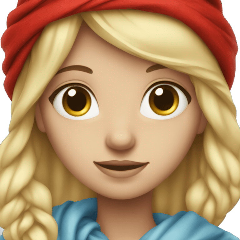 Blonde girl with blue eyes wearing a red scarf emoji