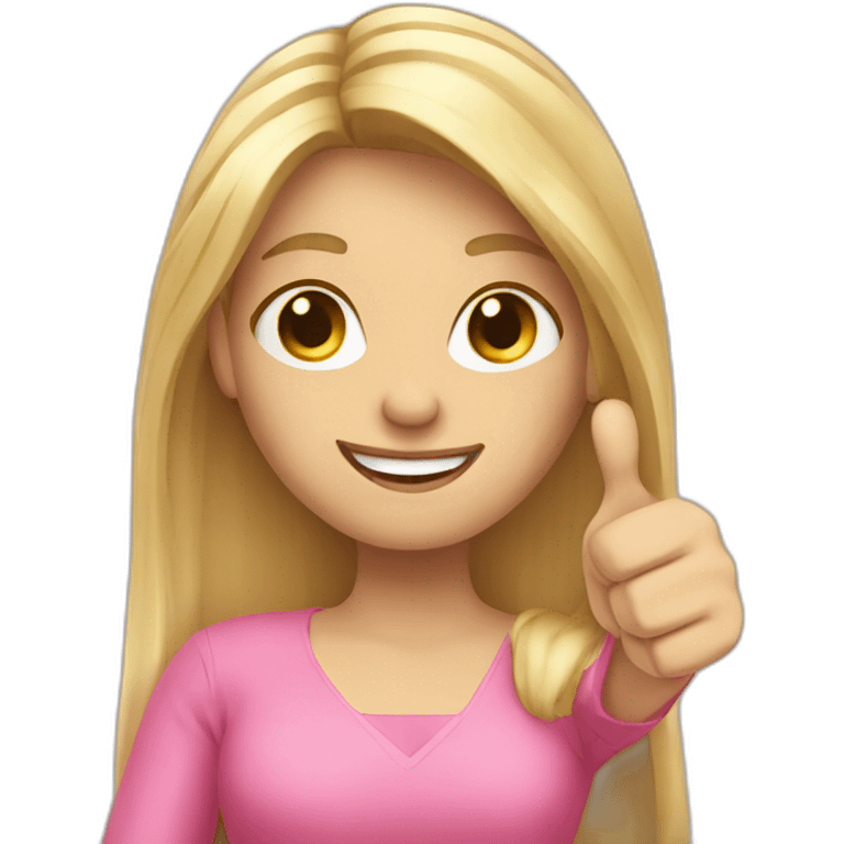 blonde long hair lady with pink blouse thumbs up emoji