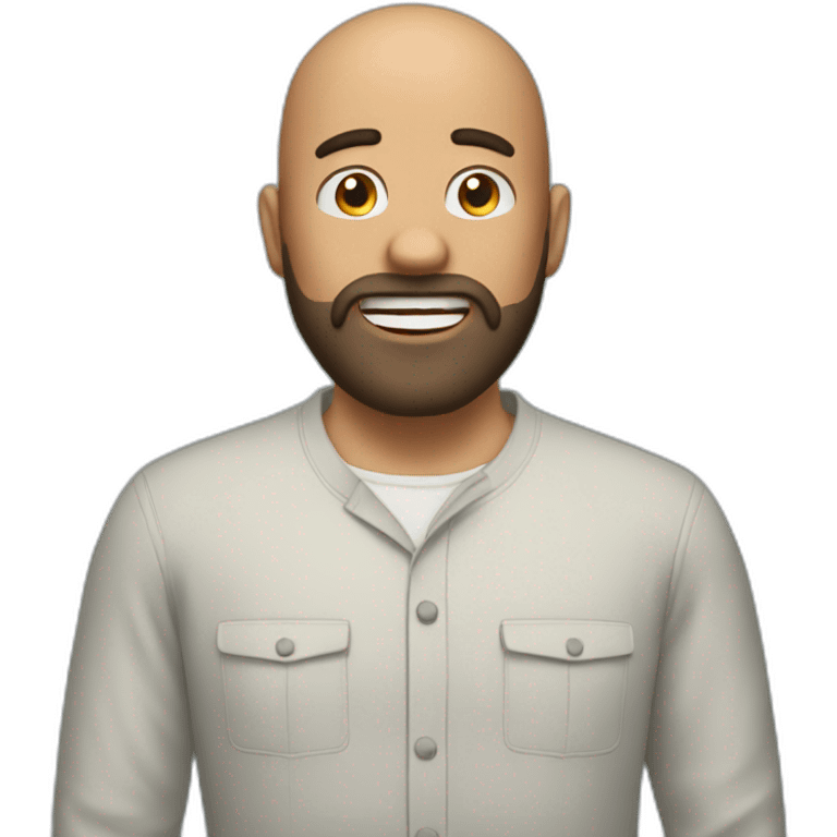 men surprised with beard and bald head emoji