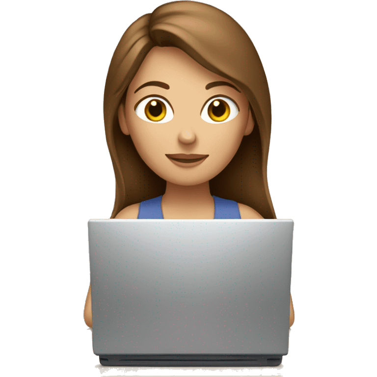 Caucasian Brown-haired woman working on a computer emoji