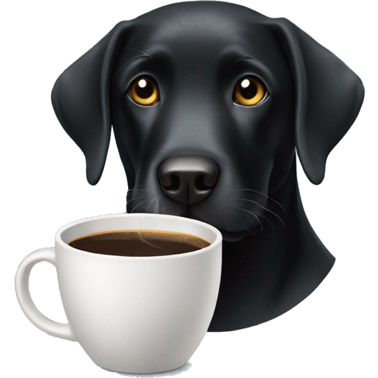 black labrador with a cup of coffee emoji