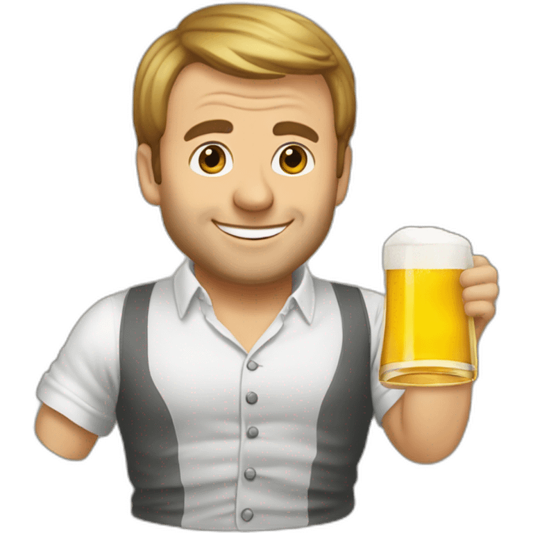 Macron buvant une bière emoji