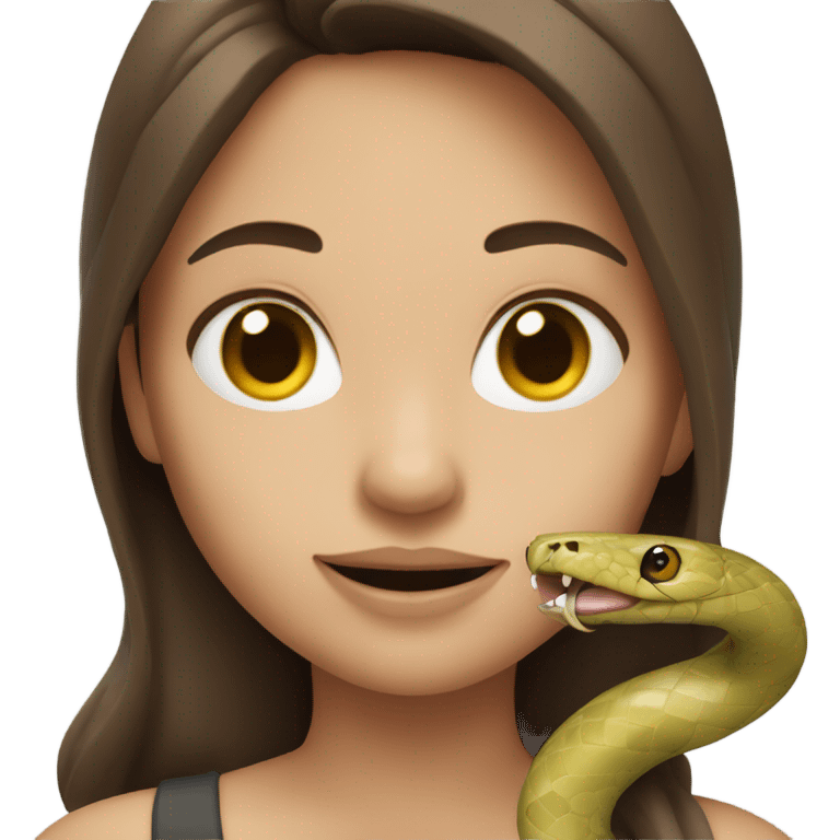 Girl with brown hair and wide body holding a snake emoji