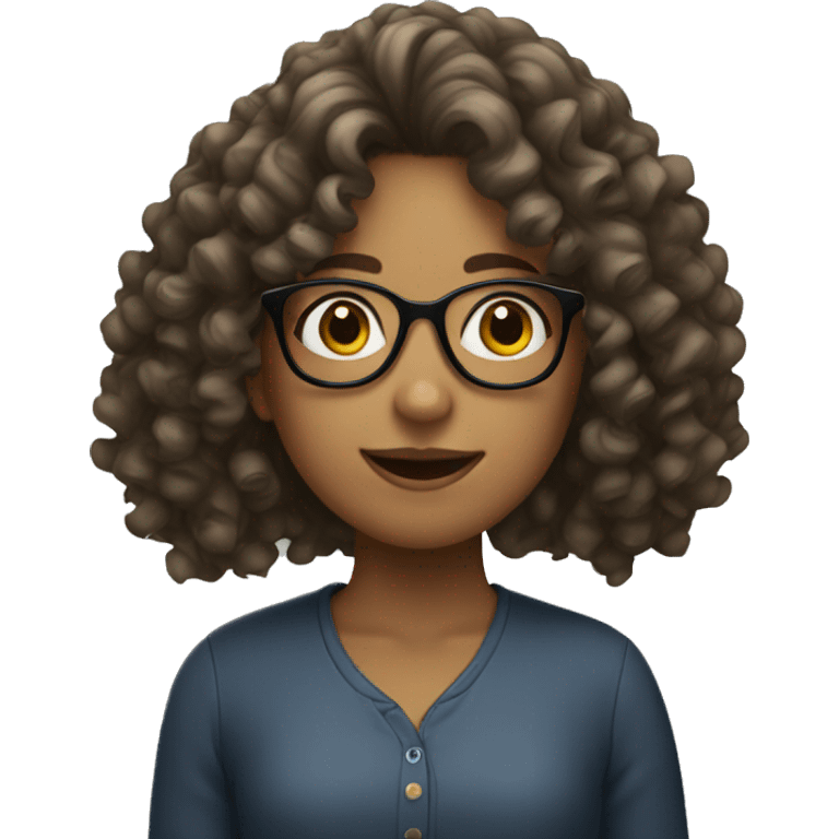 Girl with curly hair with glasses emoji