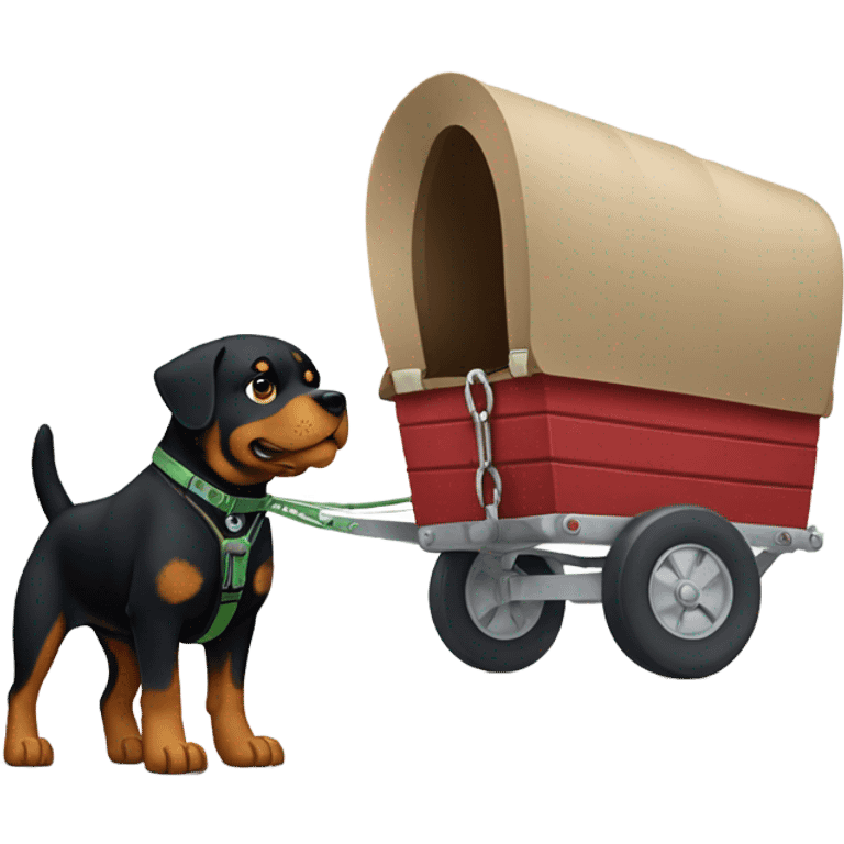 Rottweiler pulling a trailer  emoji