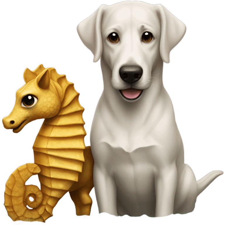 A sea horse and a dog emoji