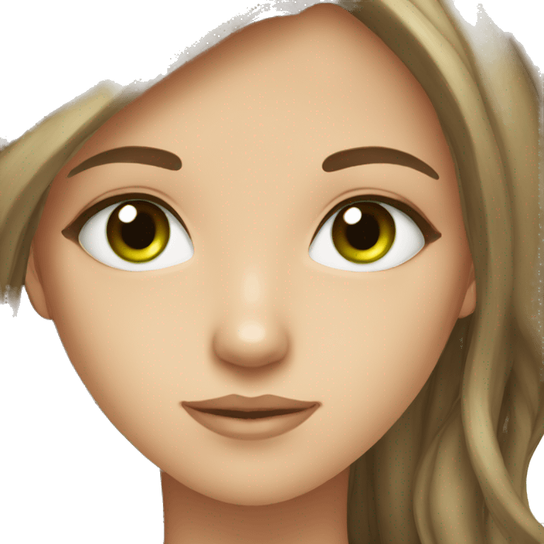 girl brown hair green eyes teen emoji