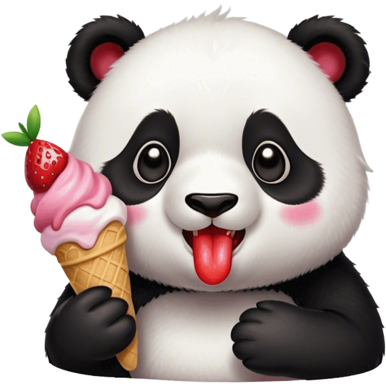 Panda eating ice cream emoji