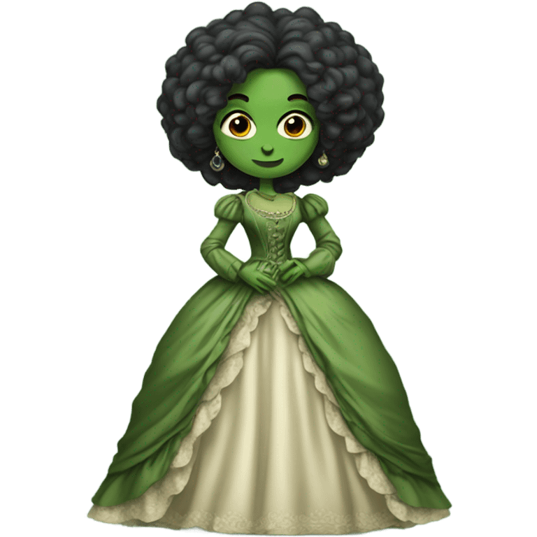 green woman galora in Victorian dress elegant, full body emoji