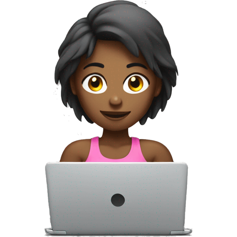 muscular girl with laptop emoji