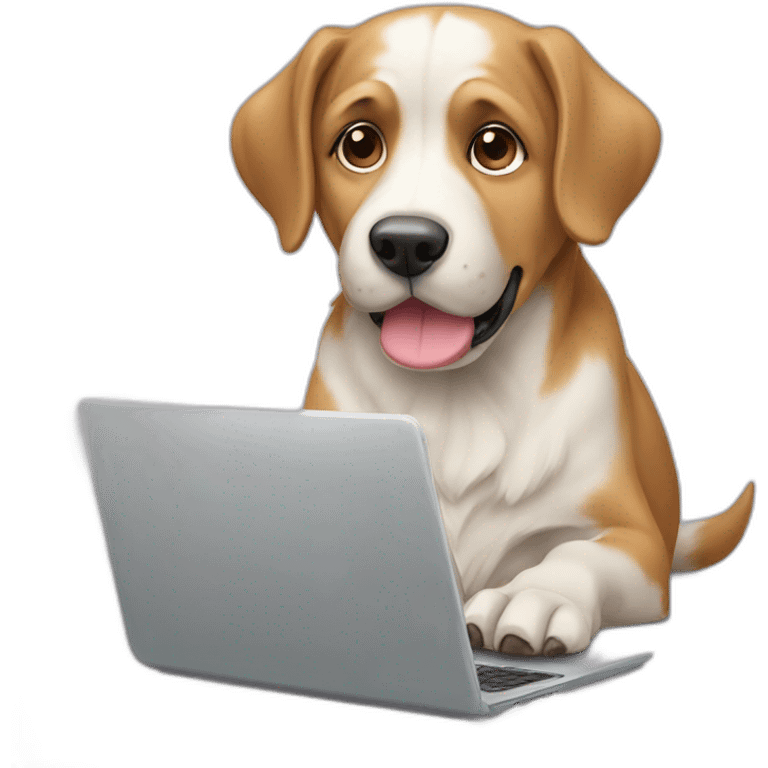 dog typing laptoppc emoji