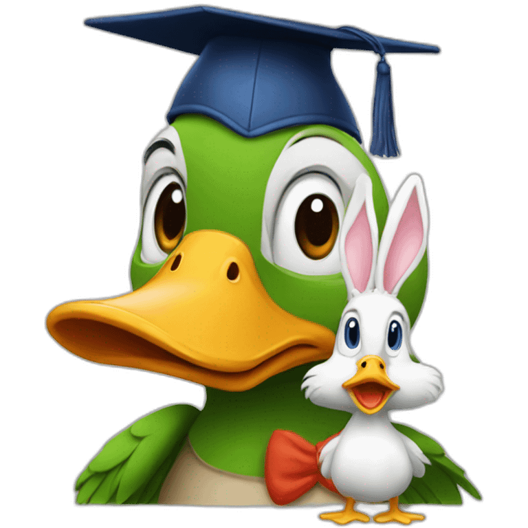 Duck and rabbit in university emoji