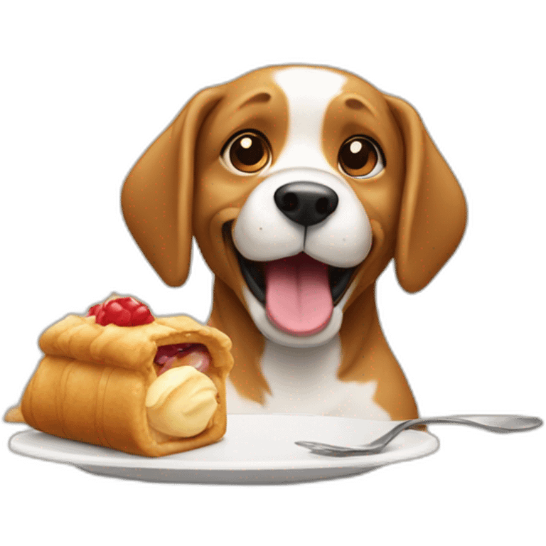 Dog eating a pastry emoji