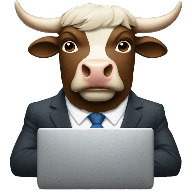 smiling bull wearing suit using computer emoji