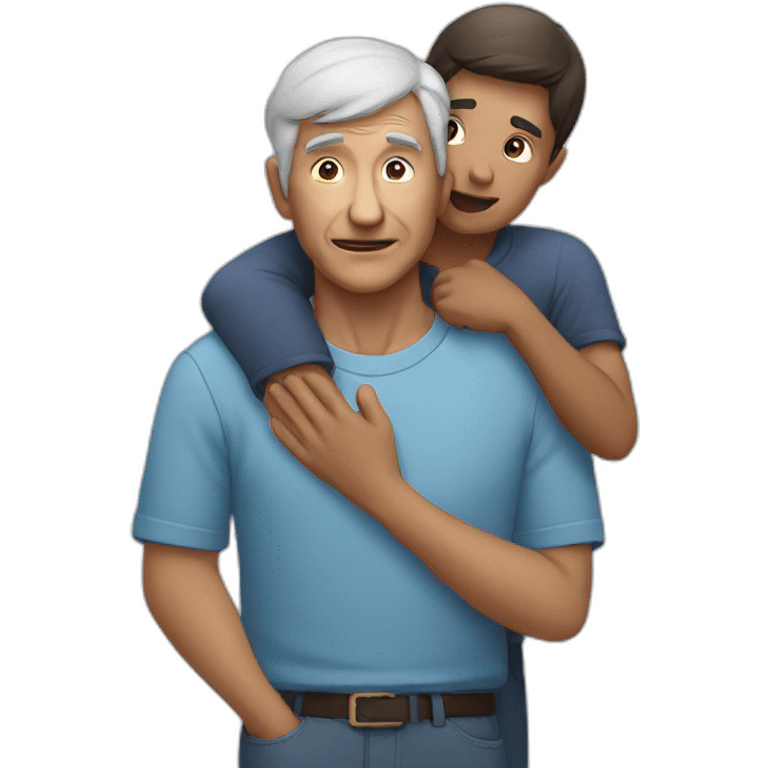 A elderly man holding the head of a young person." emoji