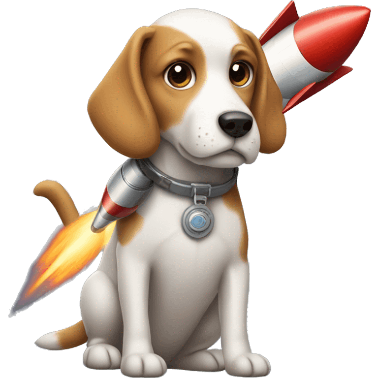 A dog with a rocket emoji