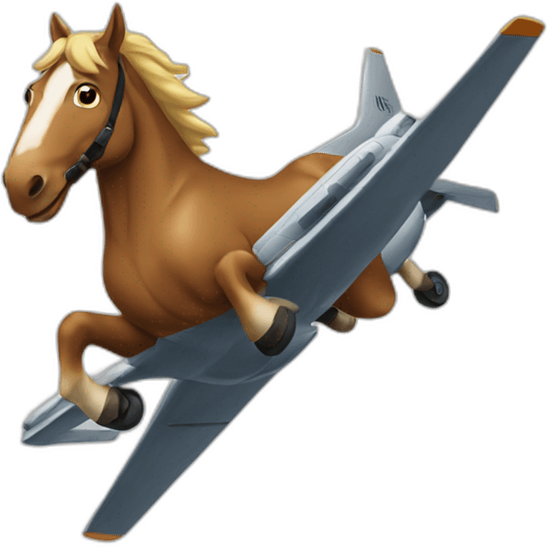 a horse on a flying plane wing emoji