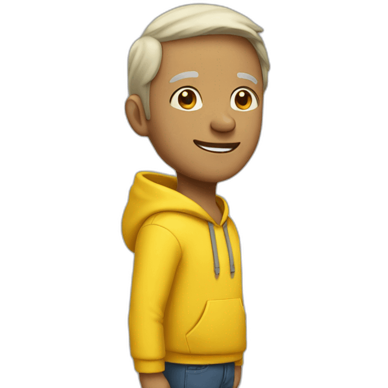 A mature boy wearing yellow hoodie emoji